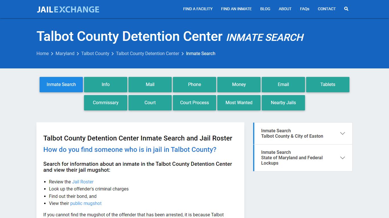 Talbot County Detention Center Inmate Search - Jail Exchange